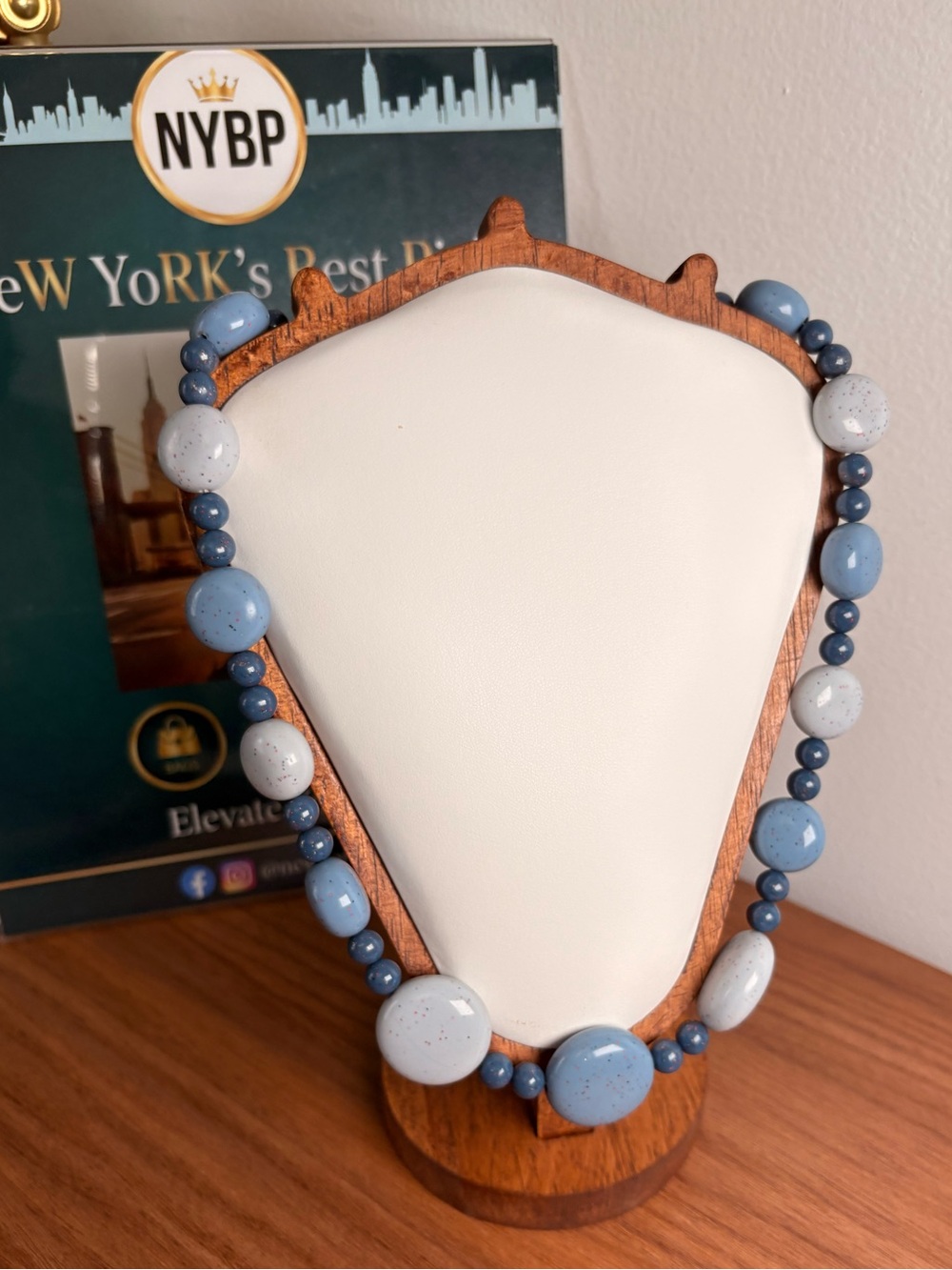 Chunky Blue Bead Necklace - Speckled & Matte Blues